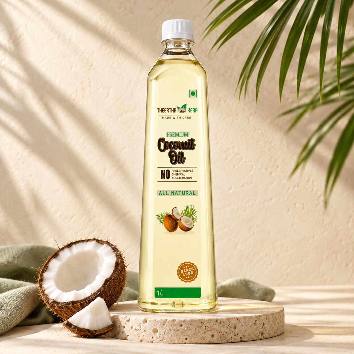 Theerthakera 1 Litre Coconut oil Bottle
